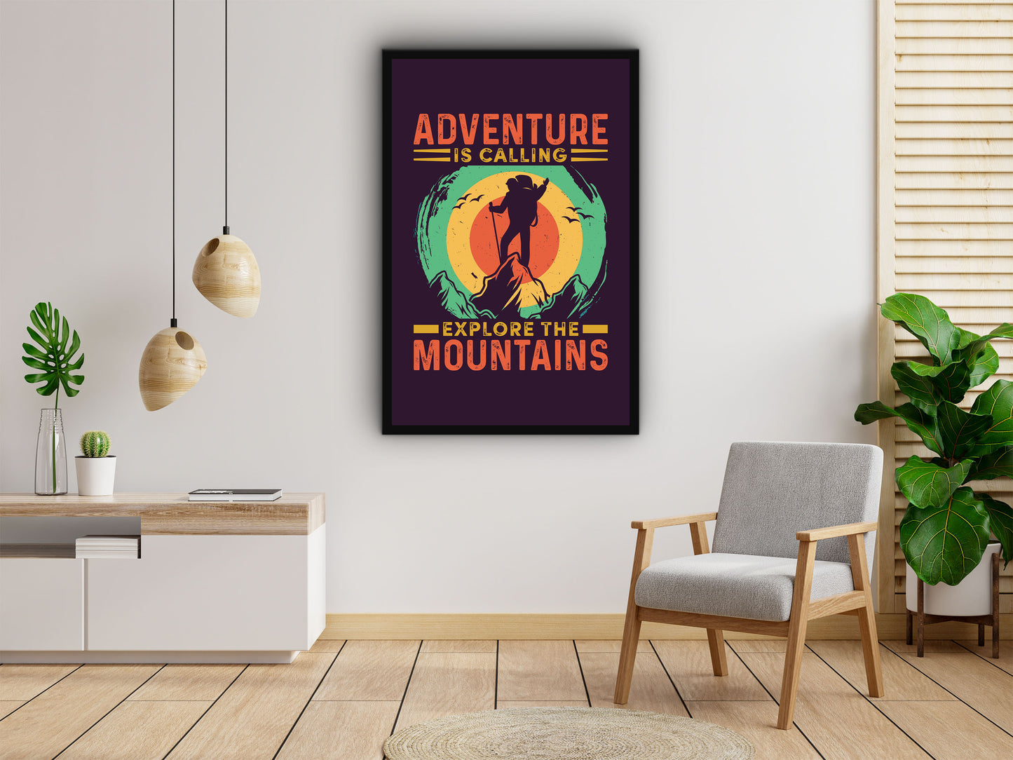 Adventure is Calling Explore the Mountains Wall Art