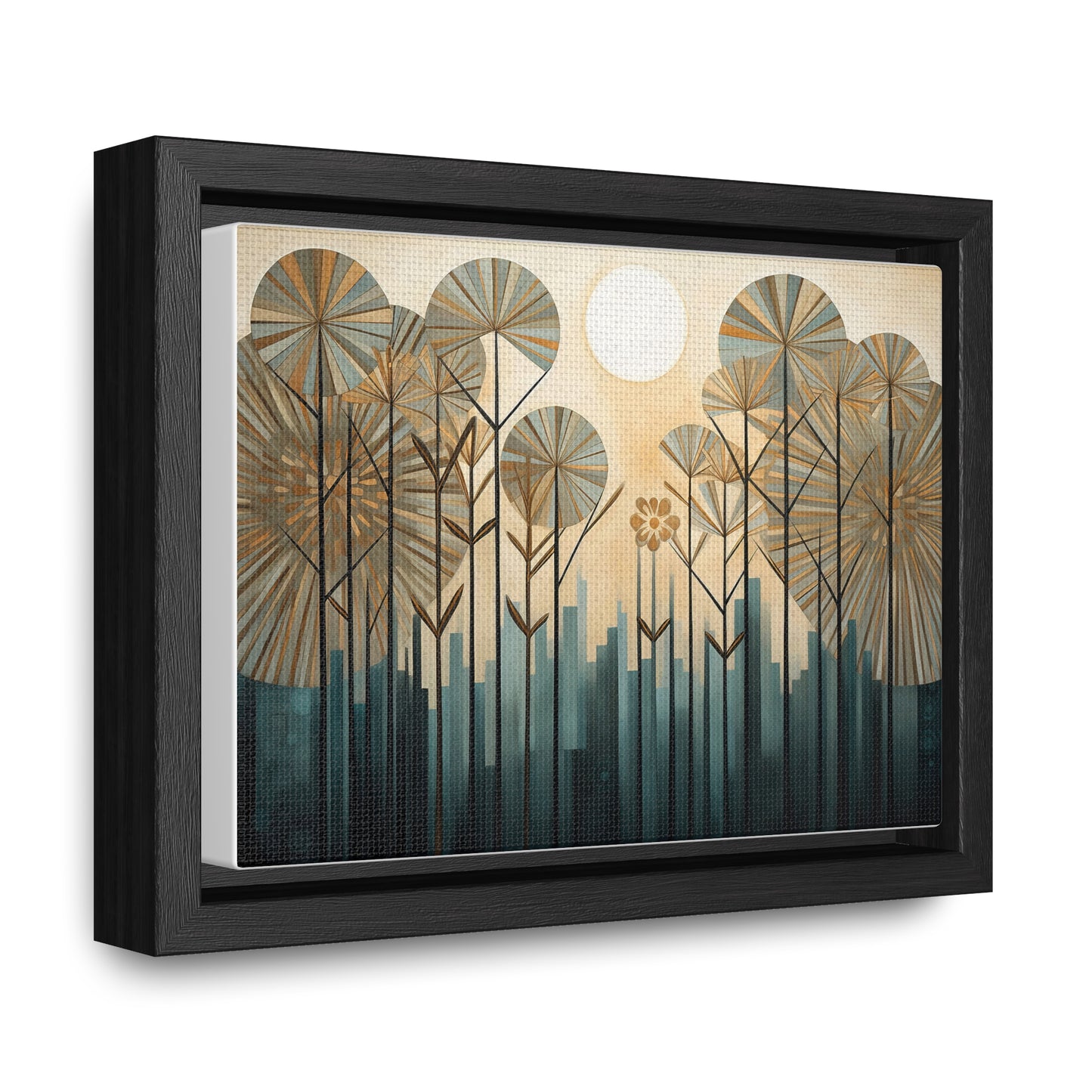 A Painting of Trees with Gold Circles Wall Art