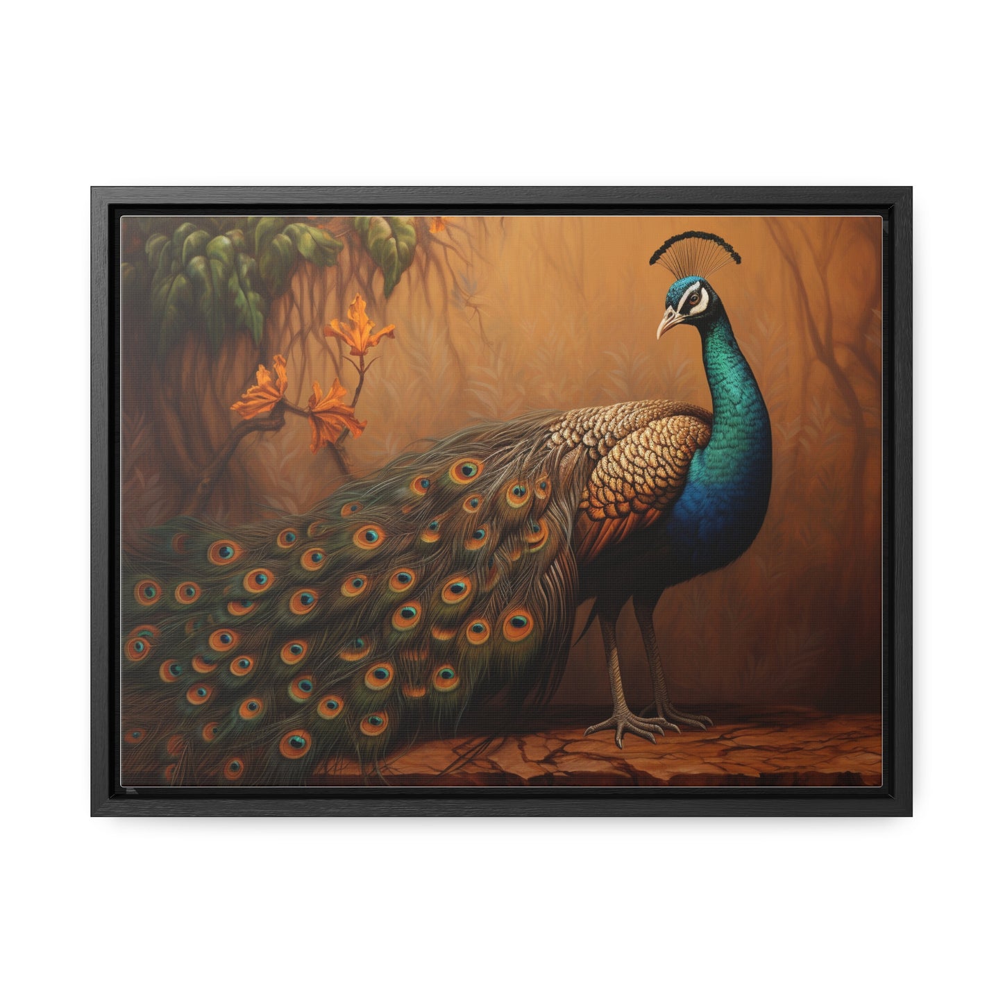 A Painting of a Peacock on a Branch Wall Art