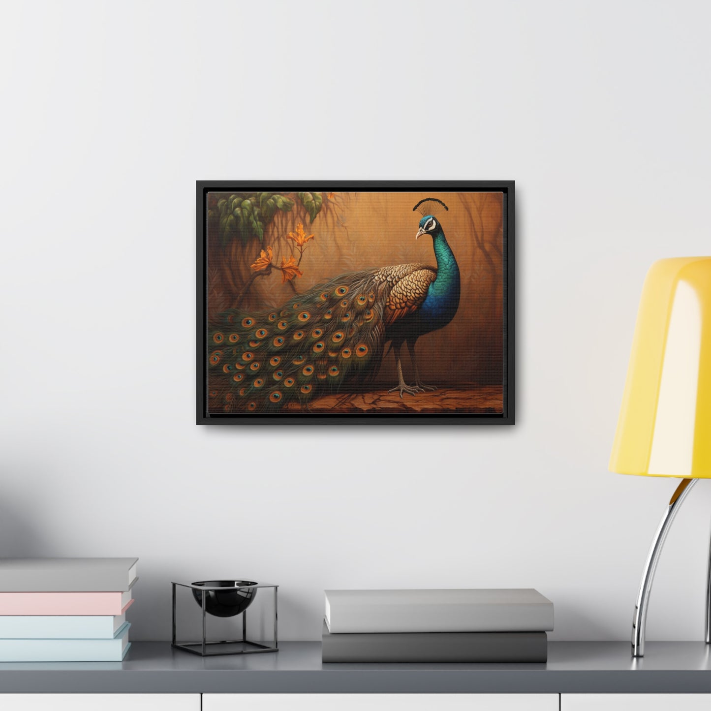 A Painting of a Peacock on a Branch Wall Art