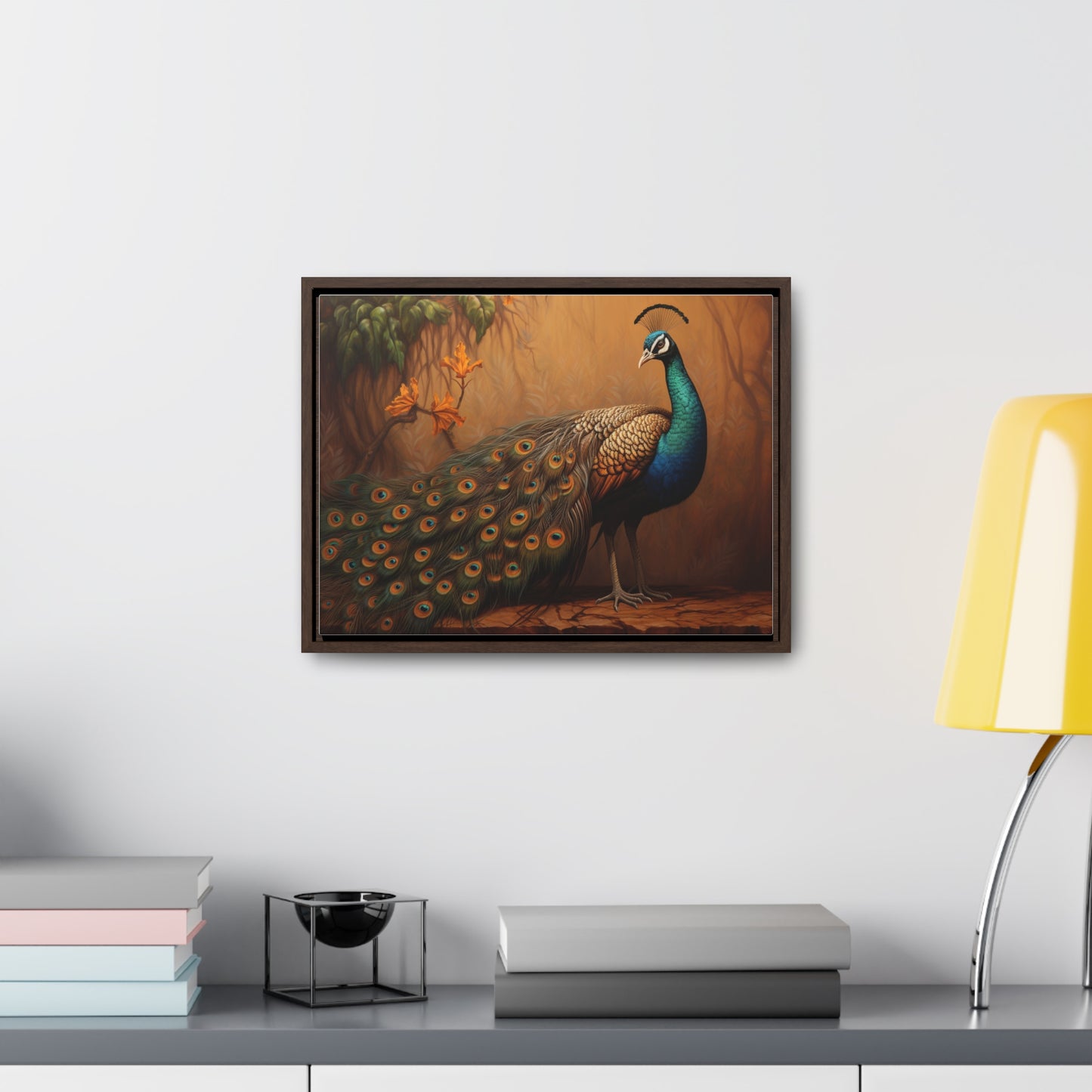 A Painting of a Peacock on a Branch Wall Art