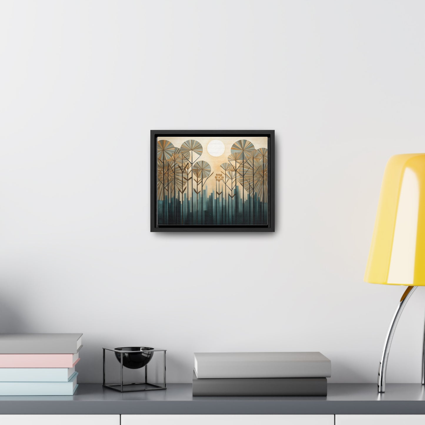A Painting of Trees with Gold Circles Wall Art
