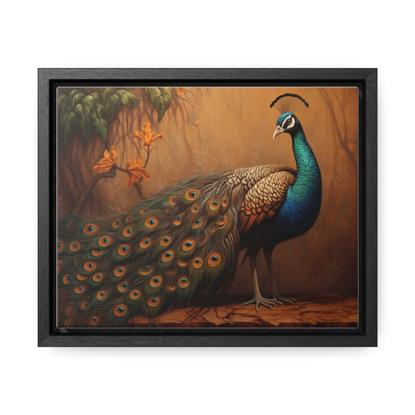 A Painting of a Peacock on a Branch Wall Art