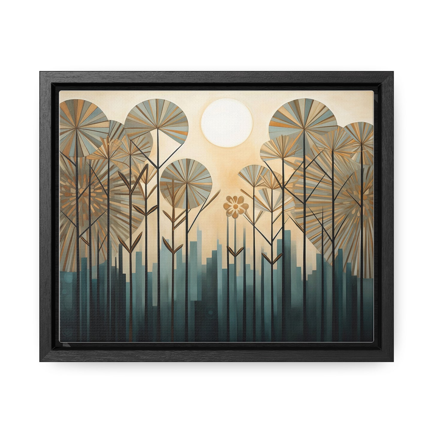 A Painting of Trees with Gold Circles Wall Art