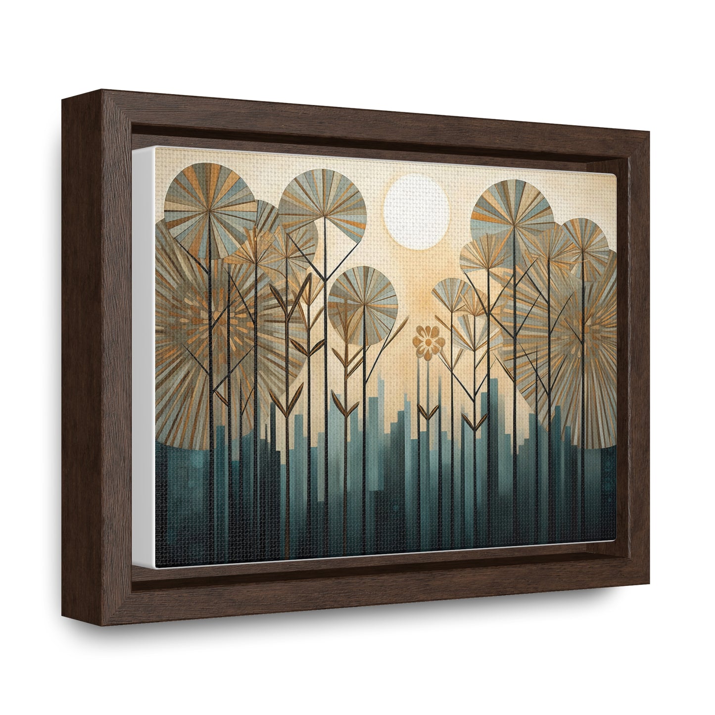 A Painting of Trees with Gold Circles Wall Art