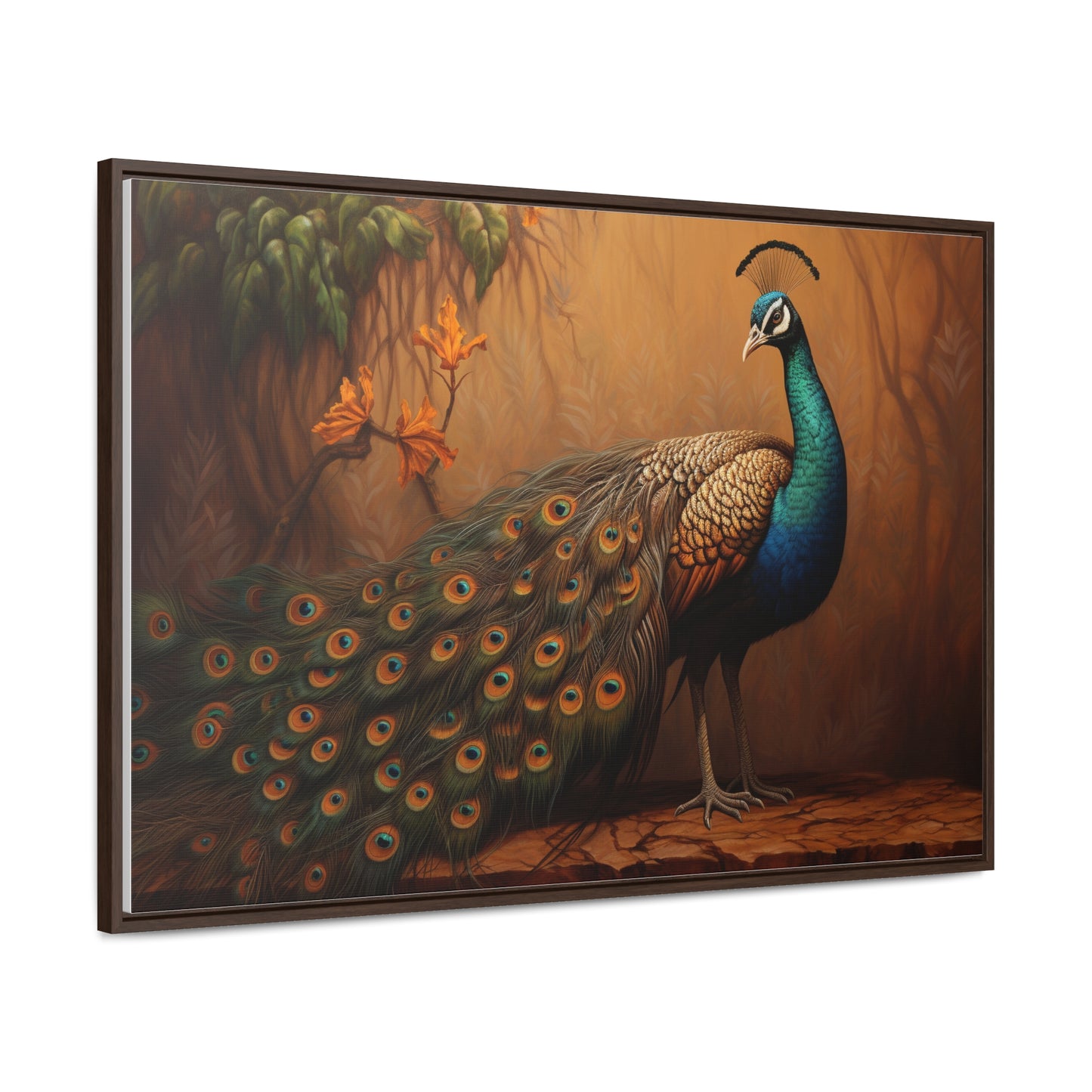 A Painting of a Peacock on a Branch Wall Art