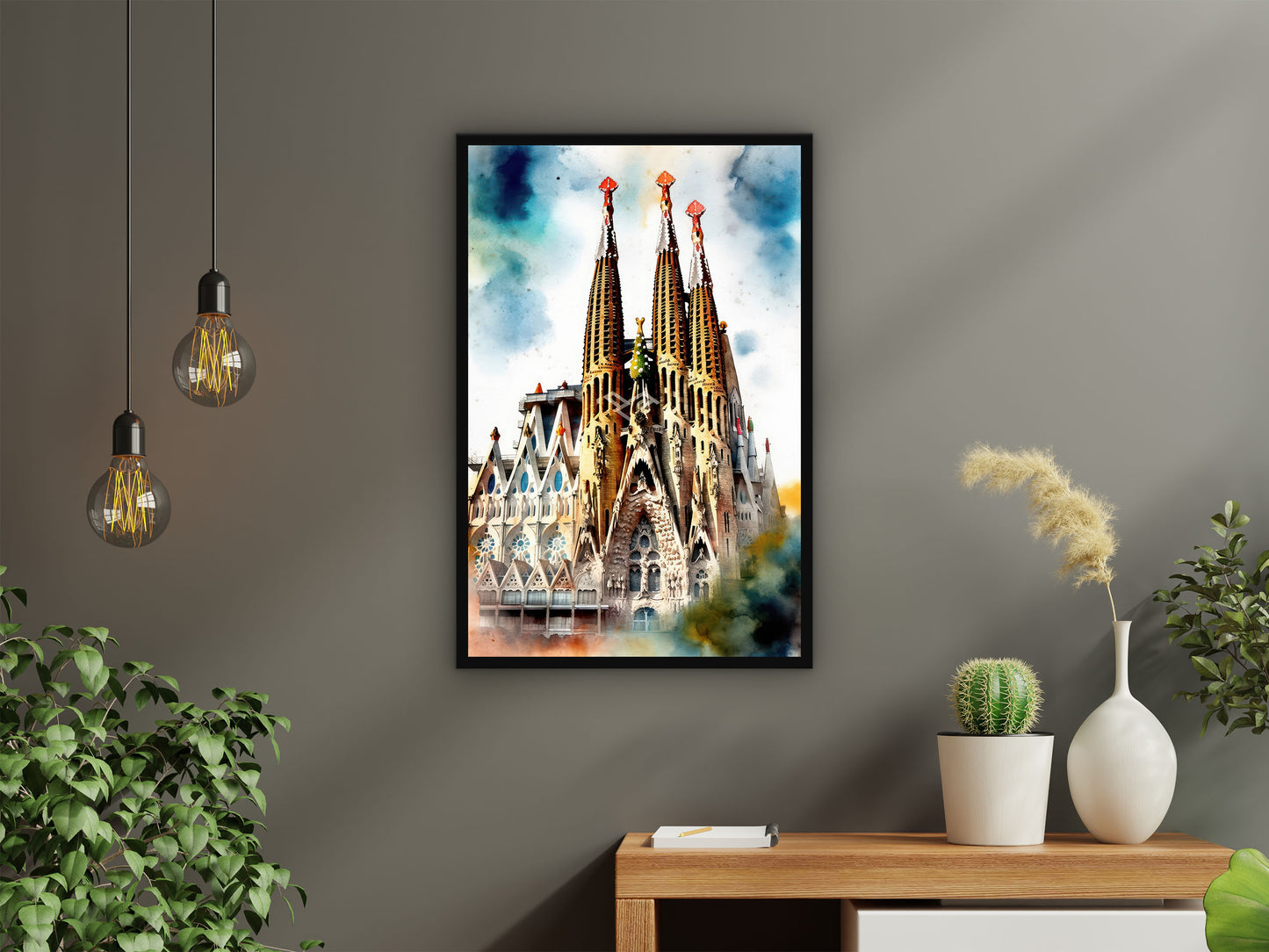 Sagrada Familia Watercolor Sketch Canvas Wall Art