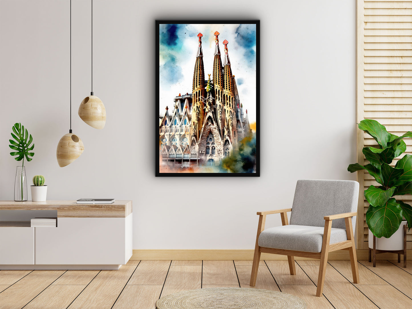 Sagrada Familia Watercolor Sketch Canvas Wall Art