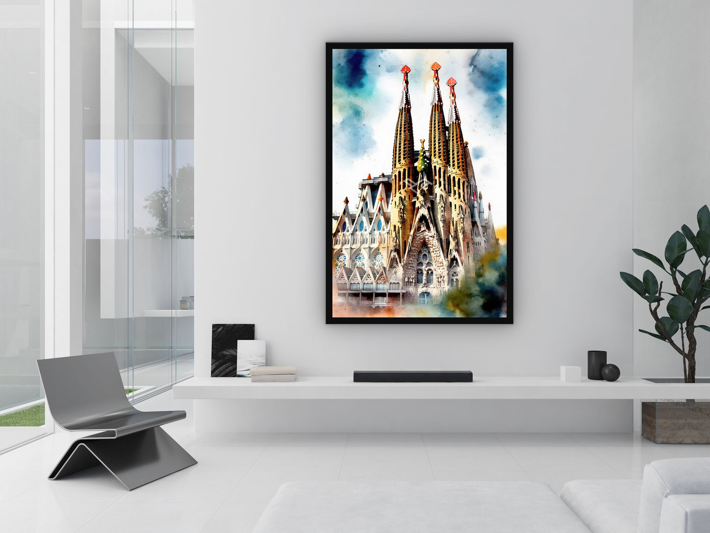 Sagrada Familia Watercolor Sketch Canvas Wall Art