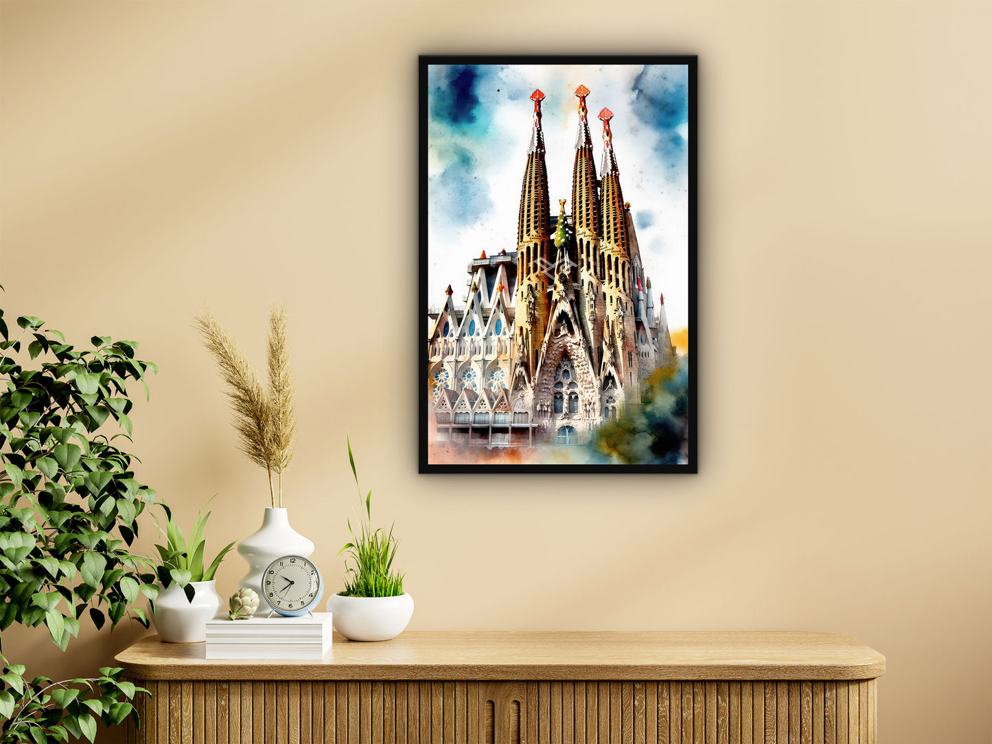 Sagrada Familia Watercolor Sketch Canvas Wall Art