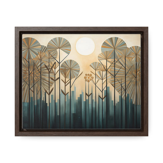 A Painting of Trees with Gold Circles Wall Art
