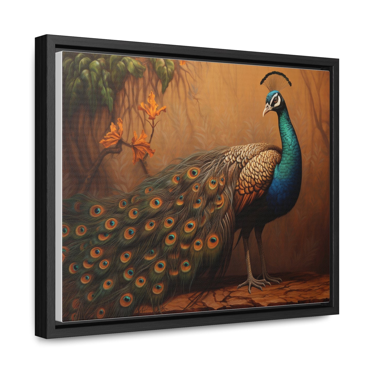 A Painting of a Peacock on a Branch Wall Art