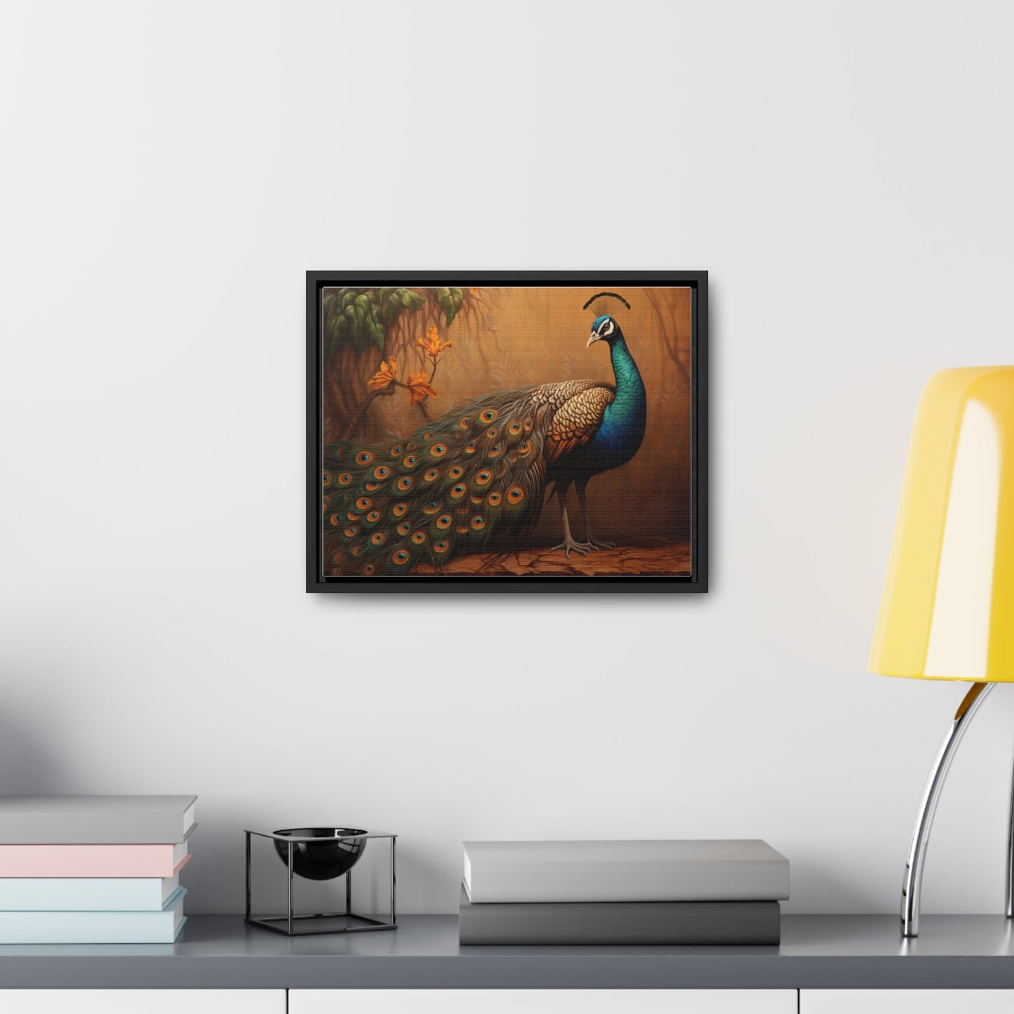 A Painting of a Peacock on a Branch Wall Art