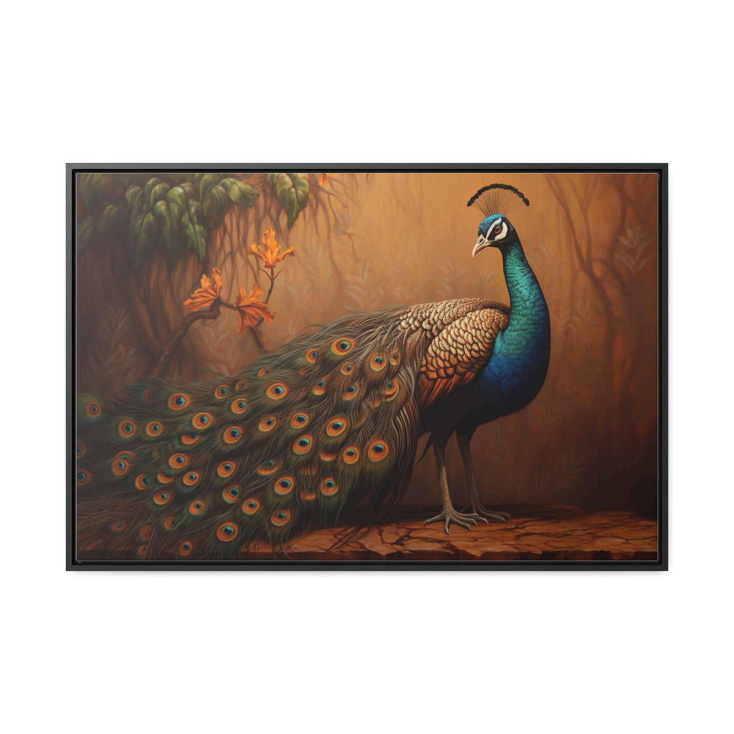A Painting of a Peacock on a Branch Wall Art