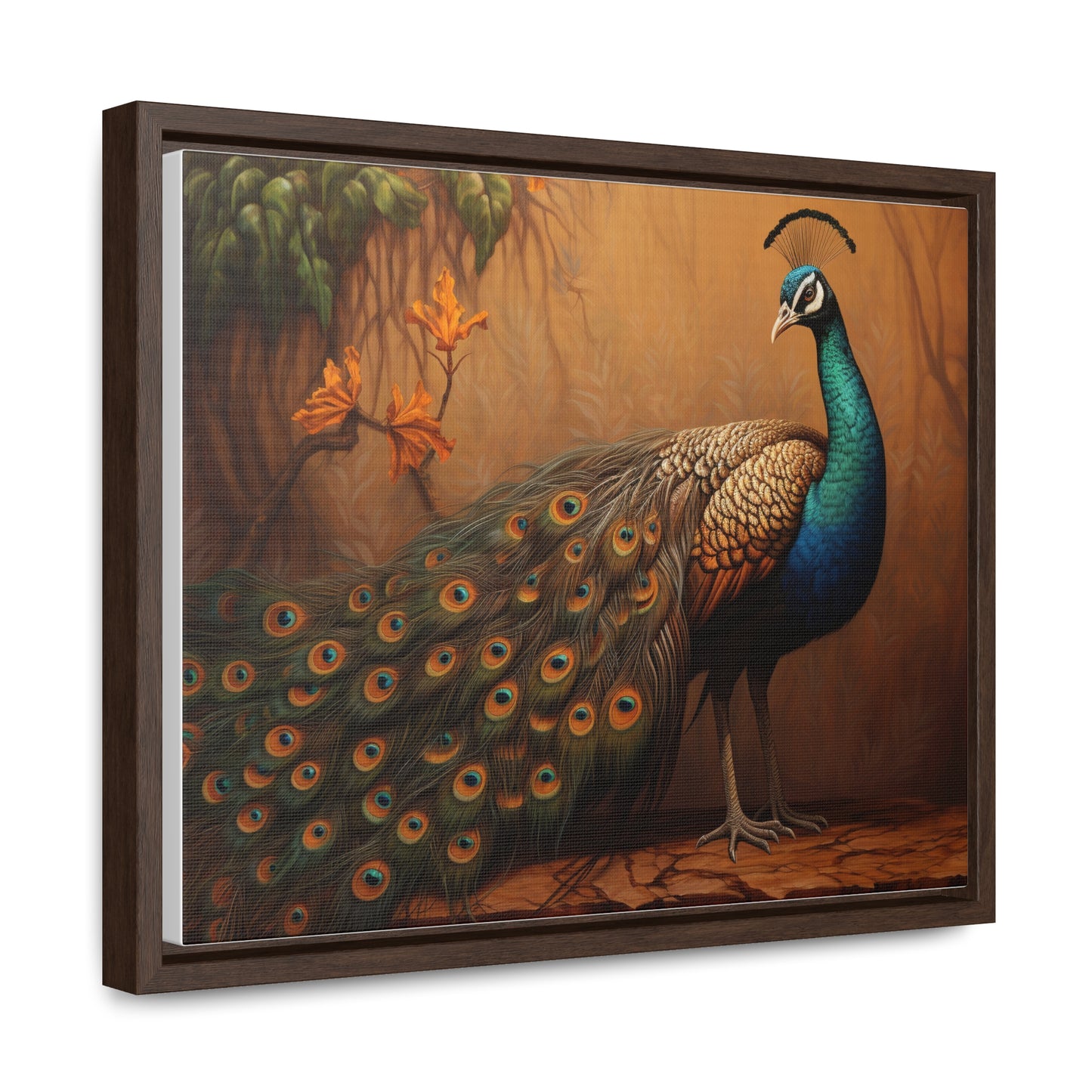 A Painting of a Peacock on a Branch Wall Art