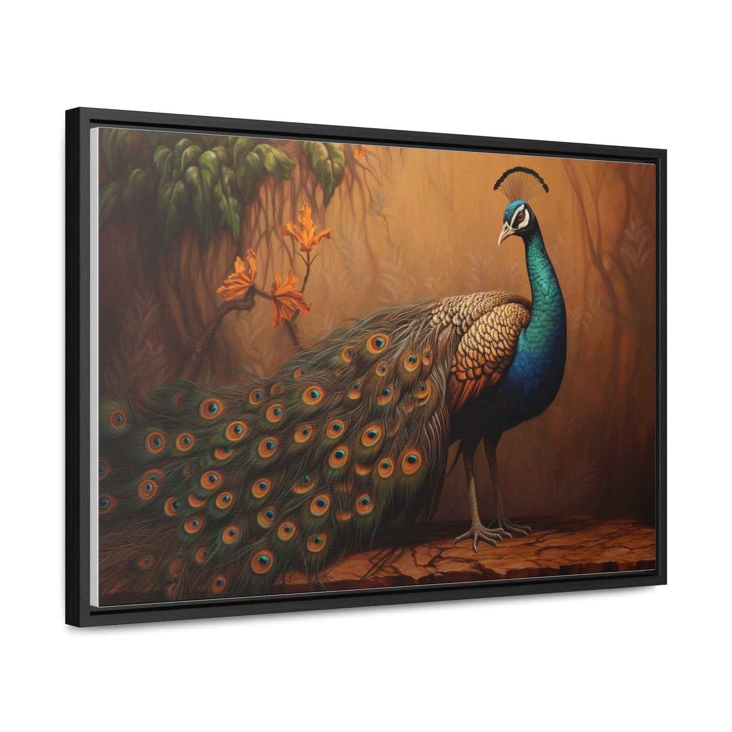 A Painting of a Peacock on a Branch Wall Art
