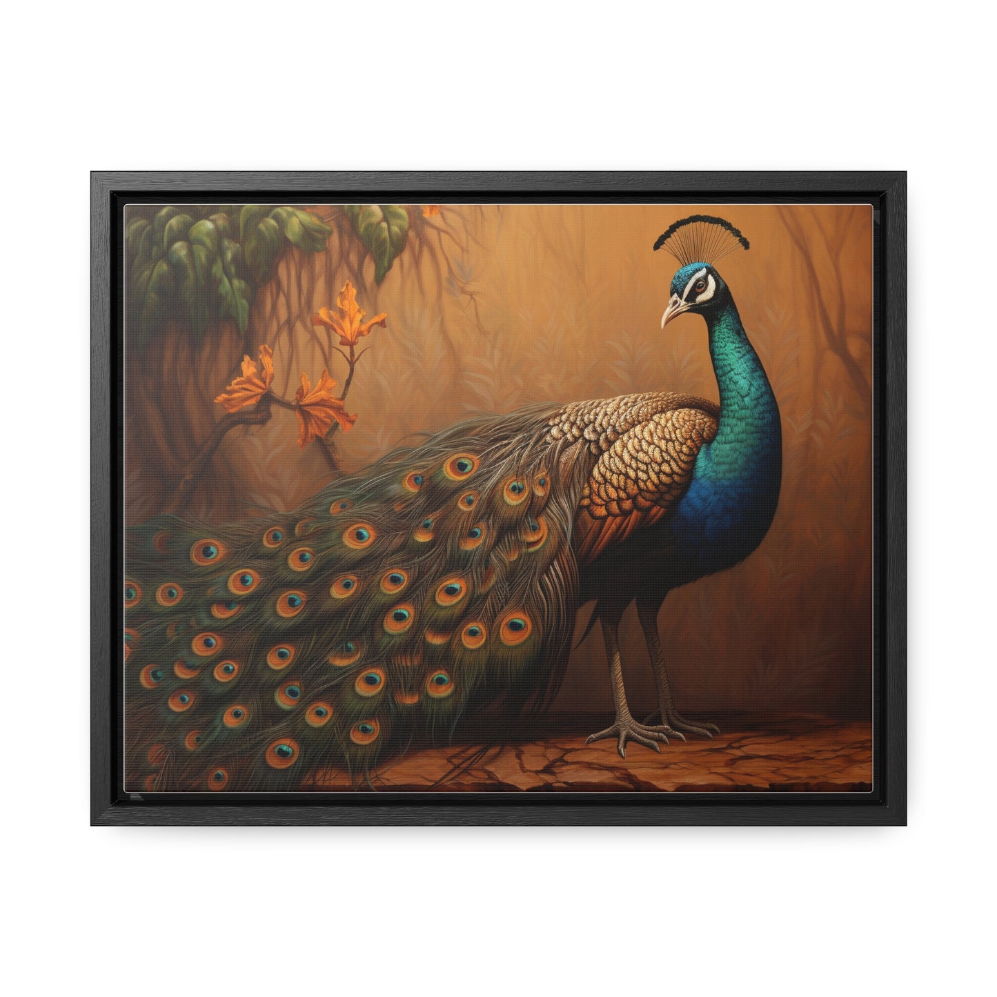 A Painting of a Peacock on a Branch Wall Art