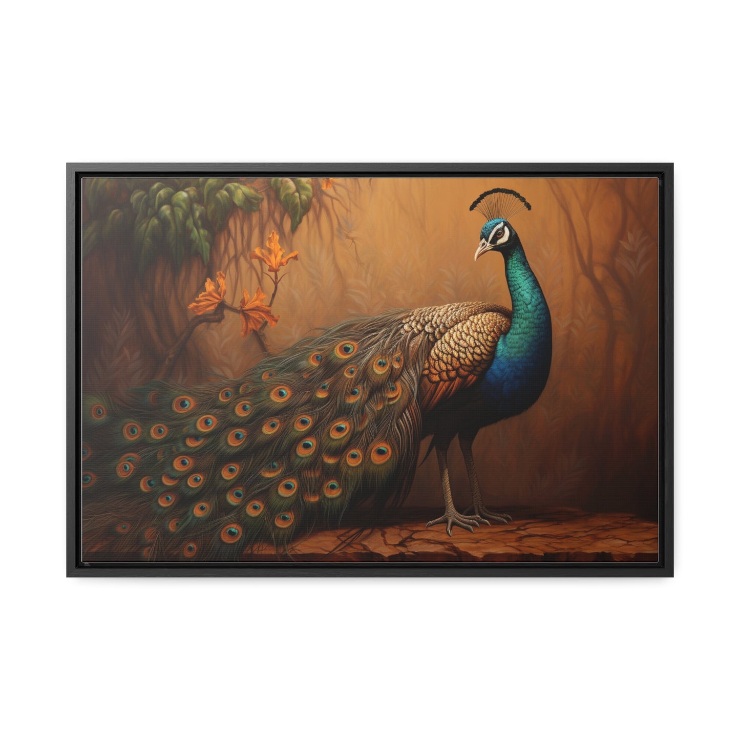 A Painting of a Peacock on a Branch Wall Art