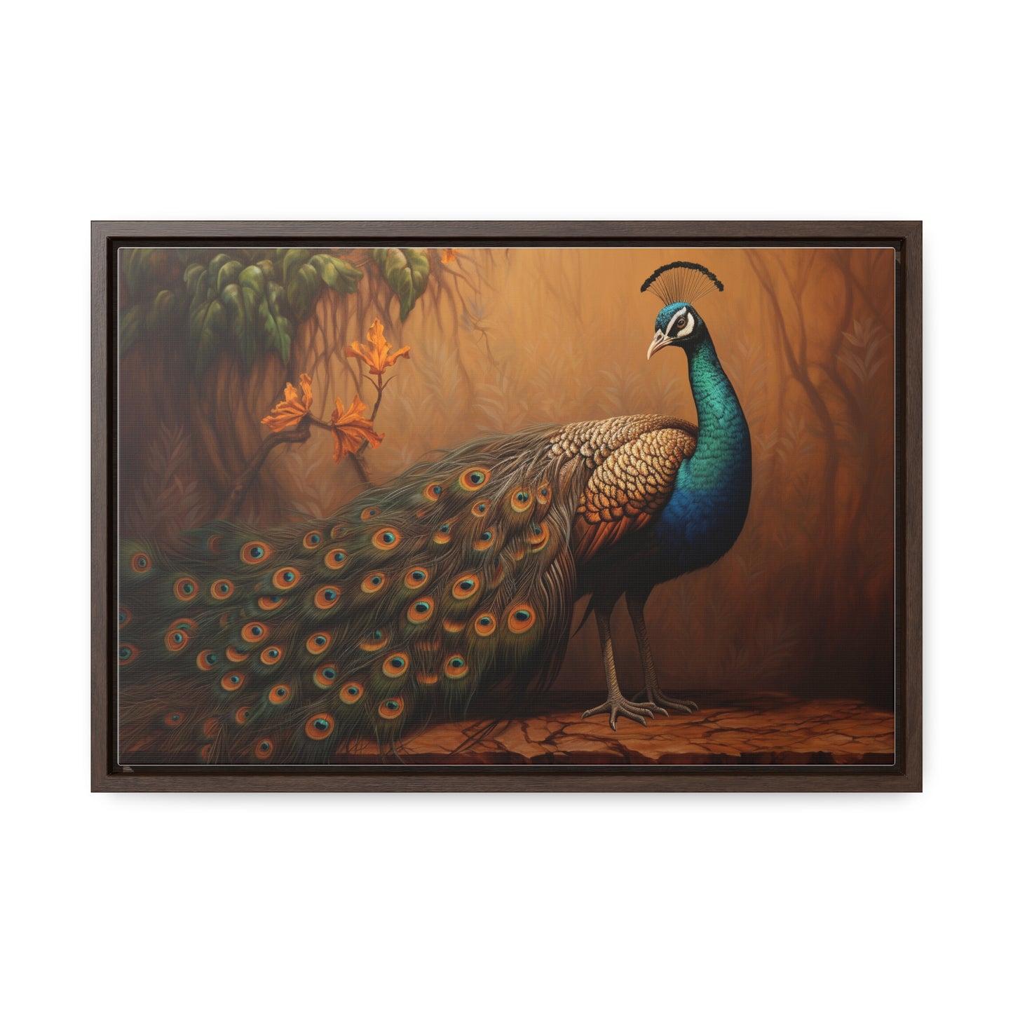 A Painting of a Peacock on a Branch Wall Art