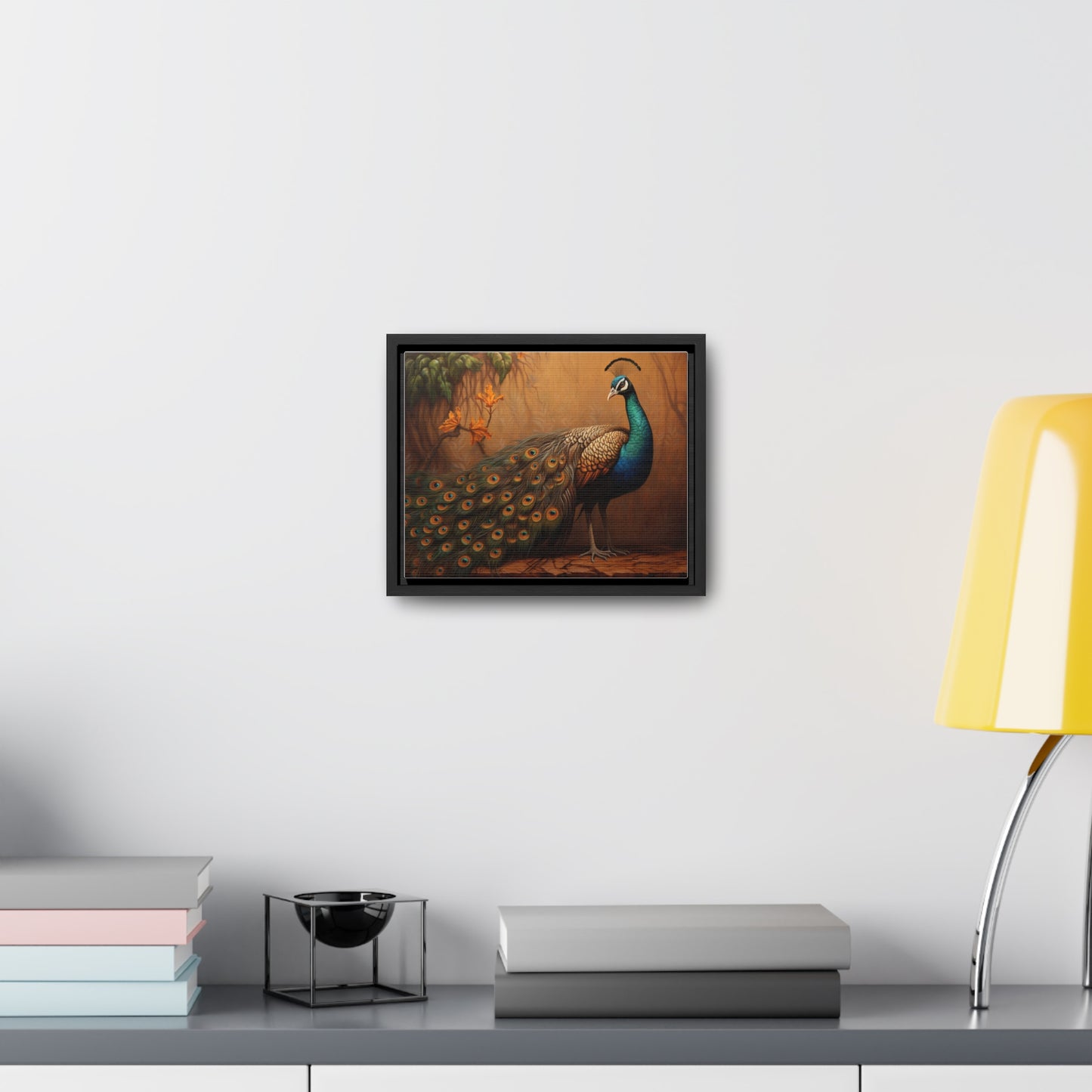 A Painting of a Peacock on a Branch Wall Art