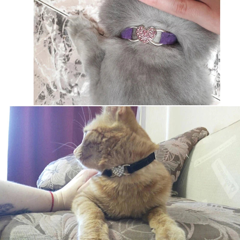 Heart Charm Bell Cat Collar